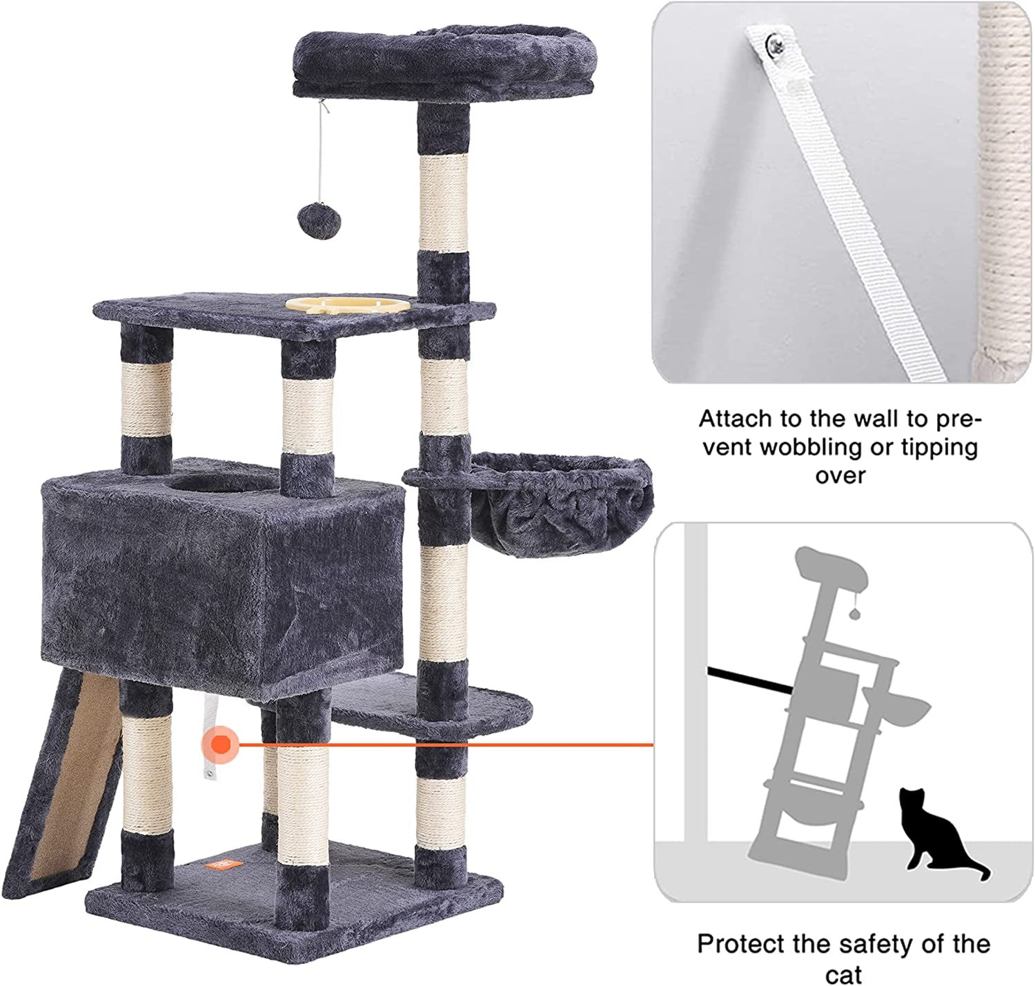 Purr-fect Condo: The Feline High-Rise with Scratchin' Board & Dinner Dish - Smoky Gray Edition!